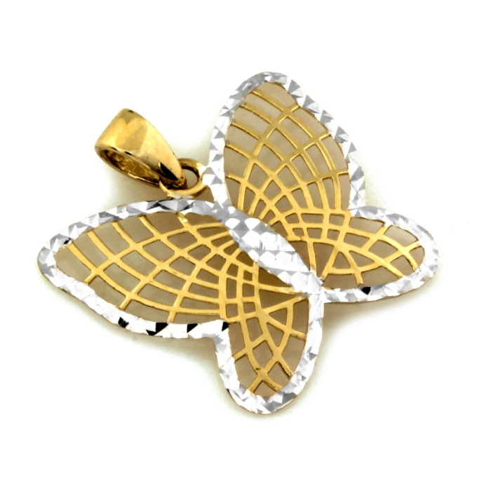 Złota zawieszka ażurowy motyl dwukolorowy