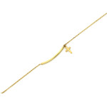 Bransoletka złota 375 łańcuszkowa ze sztywną wstawką i krzyżykiem