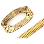 Bransoletka złota 585 szeroka z małych kwadracików elementowa