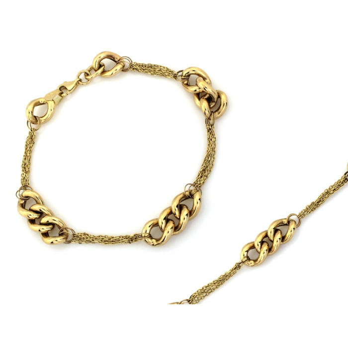 Złota bransoletka 585 łańcuszkowa z grubymi elementami
