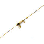 Złota bransoletka 585 modna z wiszącym motylkiem kulkami i cyrkoniami