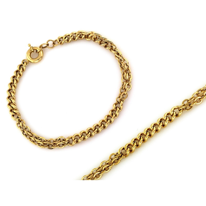 Złota bransoletka 585 z różnorodnych łańcuszków