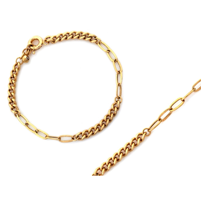 Złota bransoletka 585 z łączonych łańcuszków