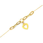 Złota bransoletka 585 łańcuszkowa modna z wiszącym sercem