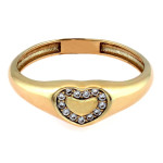 Złoty pierścionek 375 z sercem z cyrkoniami delikatny 9K
