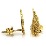 Kolczyki damskie złote 375 modne skrzydła przy uchu na sztyfcie