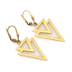 Kolczyki złote 585 geometryczne wiszące trójkąty angielskie zapięcie