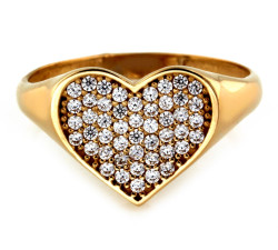 Złoty pierścionek 585 serce z cyrkoniami