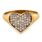 Złoty pierścionek 585 okazałe serce zdobiony cyrkoniami