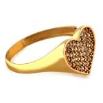 Złoty pierścionek 585 okazałe serce zdobiony cyrkoniami