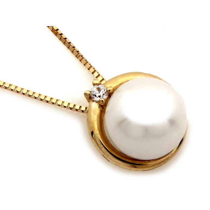 Złoty naszyjnik wisiorek z perłą