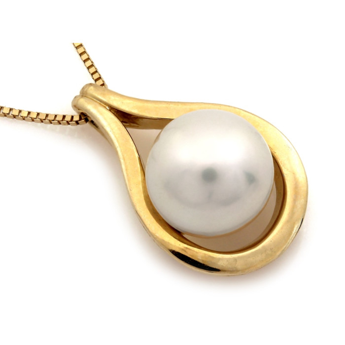 Naszyjnik złoty wisiorek z perłą