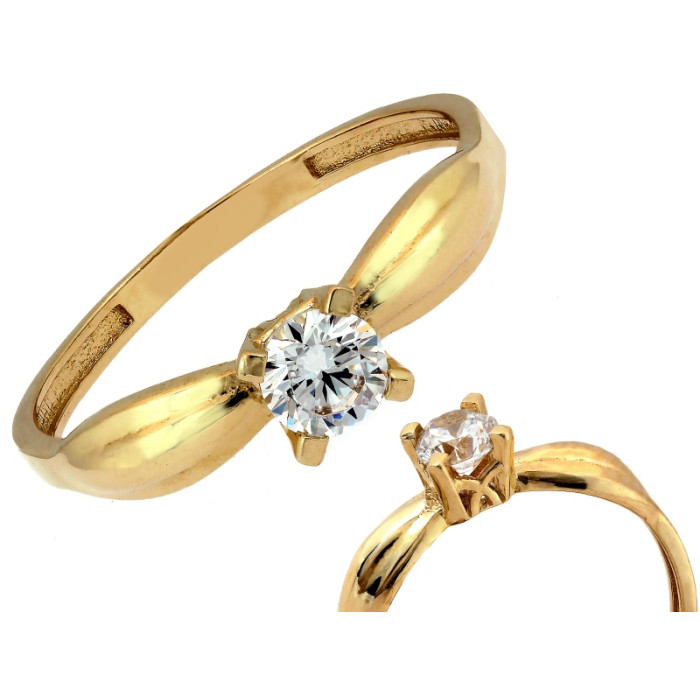 Złoty pierścionek 585 z oczkiem z cyrkonią zaręczynowy