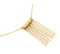 Naszyjnik złoty z ozdobą z długimi łańcuszkami