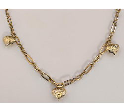 Złoty komplet biżuterii 585 naszyjnik z serduszkami oraz z bransoletką
