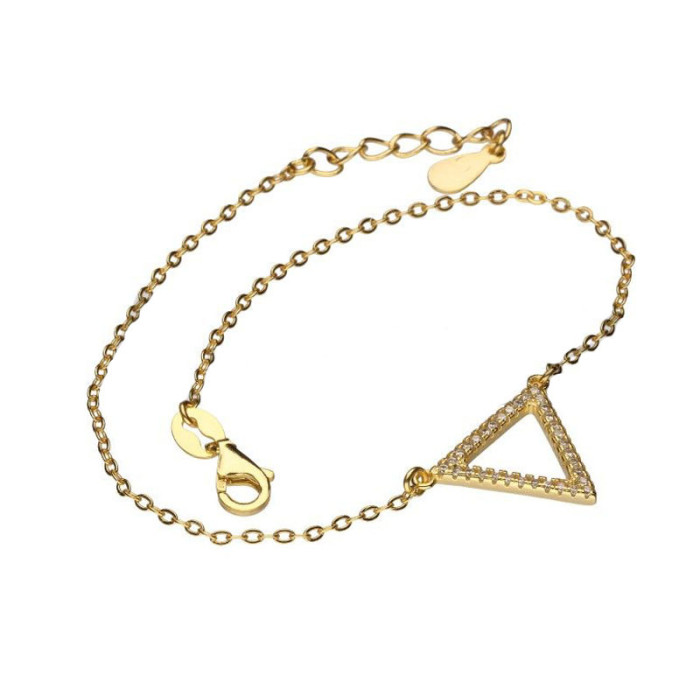 Srebrna złocona bransoletka 925 trójkąt z cyrkoniami 1,77g