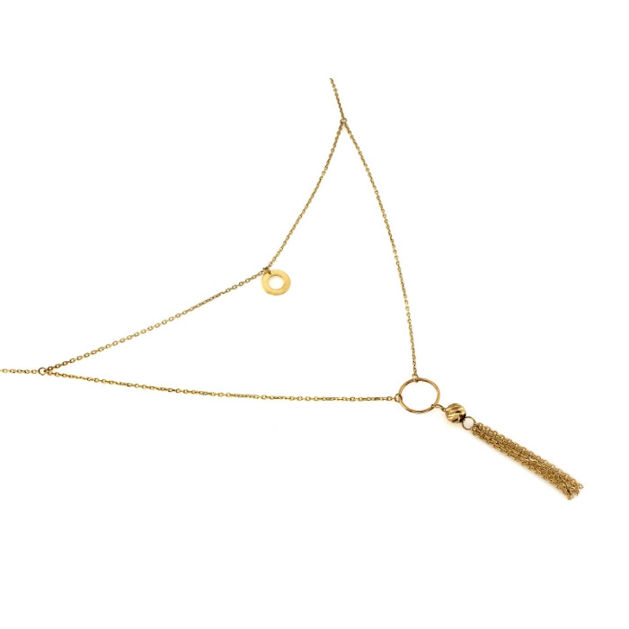 Naszyjnik złoty podwójny łańcuszek z długim wisiorem