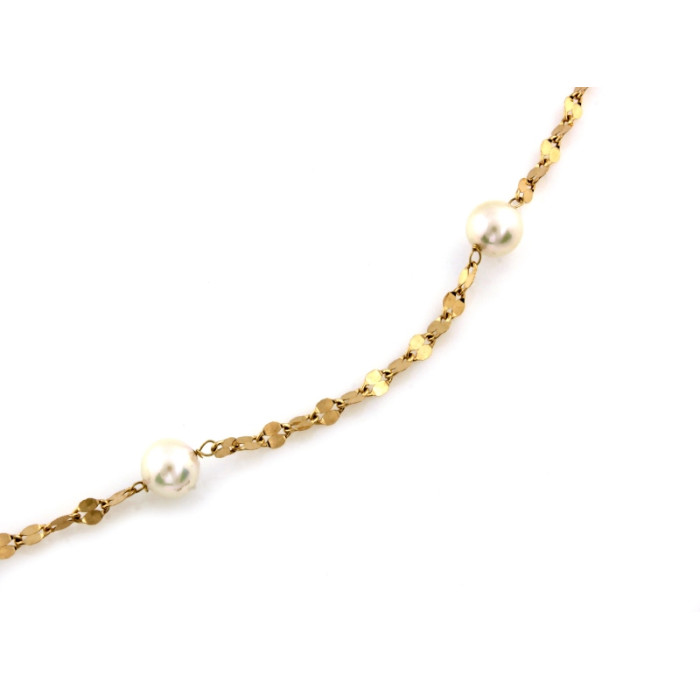 Złoty naszyjnik z perłami długi 