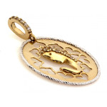 Medalik złoty 585 ażurowy owalny Matka Boska w oprawie z serc