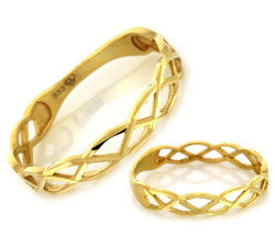Złoty pierścionek 375 pleciona obrączka elegancka 9k
