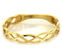 Złoty pierścionek 375 pleciona elegancka 9k