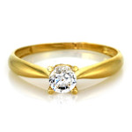 Złoty pierścionek 585 subtelny z cyrkonią na zaręczyny