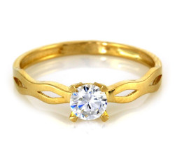 Złoty pierścionek 585 piękny z cyrkoniami