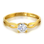 Złoty pierścionek 585 piękny zdobiony cyrkonią elegancki