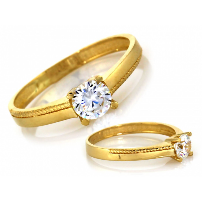 Złoty pierścionek 585 klasyka elegancki z cyrkonią na prezent