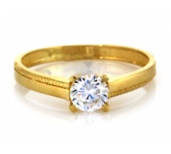 Złoty pierścionek 585 elegancki z cyrkonią na prezent