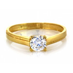 Złoty pierścionek 585 klasyka elegancki z cyrkonią na prezent