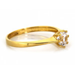 Prosty złoty pierścionek 585 z białą cyrkonią na zaręczyny na prezent 14kt