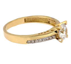 Złoty elegancki pierścionek z cyrkoniami 585