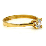 Złoty pierścionek 585 z biała cyrkonią klasyczny idealny na zaręczyny oraz na prezent