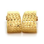 Złote kolczyki 375 błyszczące diamentowane bez kamieni 9K