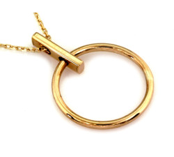 Złoty naszyjnik koło ring elegancja