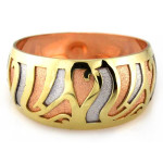 Złoty pierścionek 375 z trzech kolorów złota przeplatanych