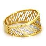 Złoty pierścionek 375 damski szeroki ażurowy dwukolorowy na prezent