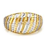 Złoty pierścionek 375 dwukolorowy ażurowy zdobiony elegancki