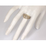 Złoty pierścionek 375 dwukolorowy ażurowy zdobiony elegancki