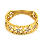 Złoty pierścionek 375 obrączkowy ażurowy dwukolorowy