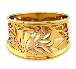 Złoty pierścionek 375 szeroki ażurowy motyw roślinny