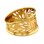 Złoty pierścionek 375 szeroki ażurowy motyw roślinny na prezent 9k