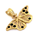 Zawieszka złota ażurowy motyl z czarnymi cyrkoniami