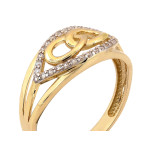 Złoty pierścionek 585 delikatny z cyrkoniami i nieskończonością