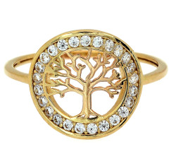 Złoty pierścionek 585 z drzewkiem szczęścia