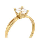 Złoty pierścionek 585 elegancki damski z cyrkonią na zaręczyny