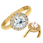 Złoty pierścionek 585 markiza z cyrkoniami elegancka na zaręczyny