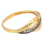 Złoty pierścionek 585 delikatny z cyrkoniami na prezent damski
