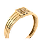 Złoty pierścionek 585 kwadratowe oczko z małych cyrkoni